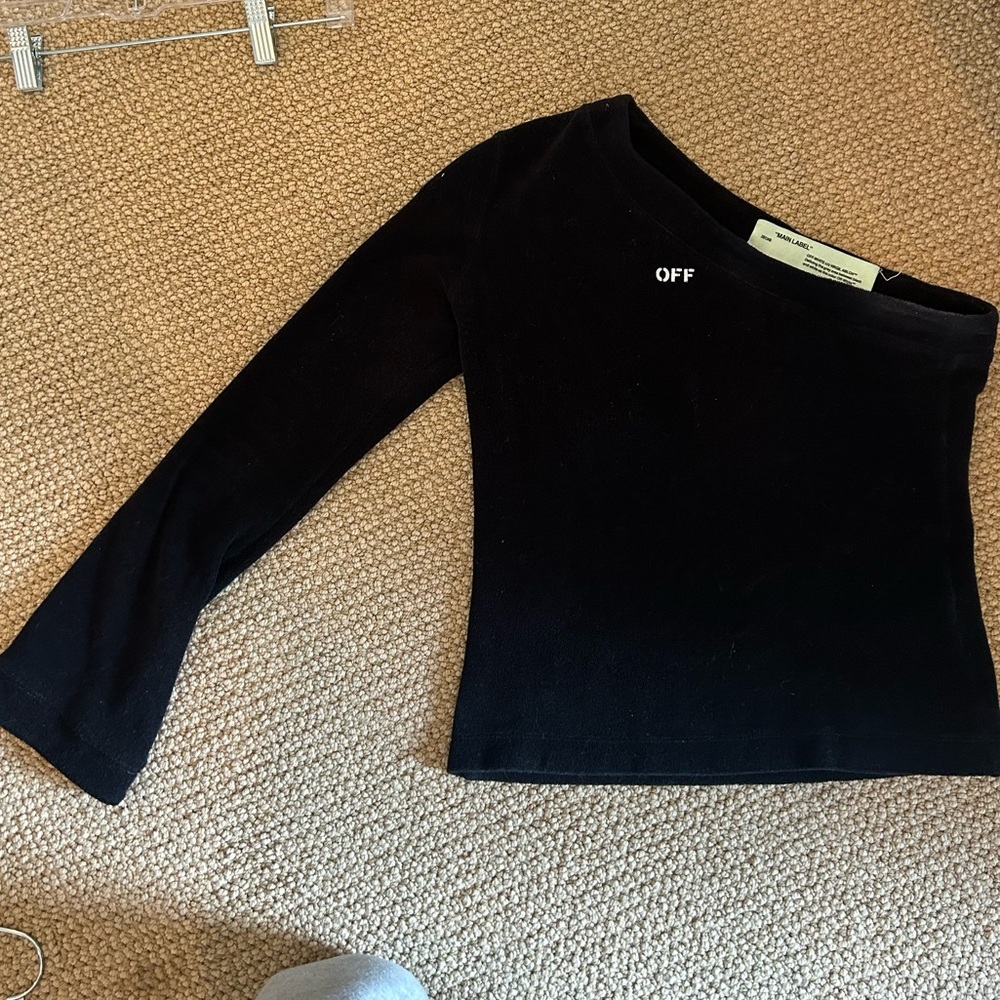 RARE Off-white 2013 one shoulder bell sleeve terry cloth